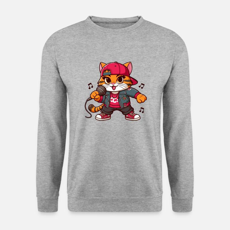 Forced Cat: Hip-Hop-Sängerin - Unisex Pullover - Weißgrau meliert