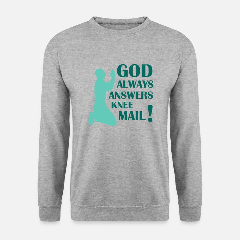 god answers - Unisex Pullover - Weißgrau meliert