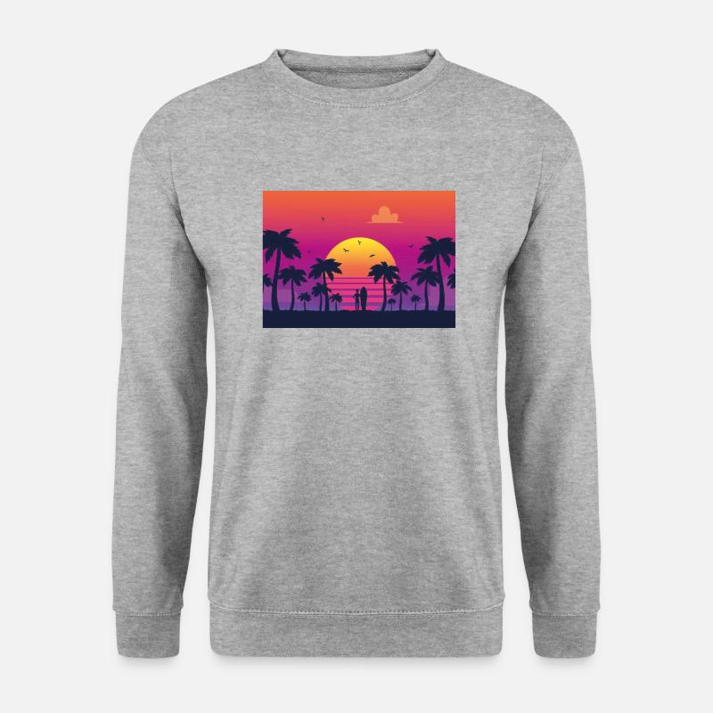 sunset surf - Unisex Pullover - Weißgrau meliert
