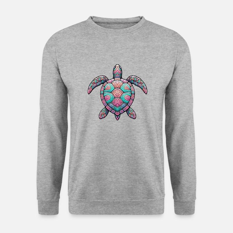 Bunte Meeresschildkröte - Unisex Pullover - Weißgrau meliert