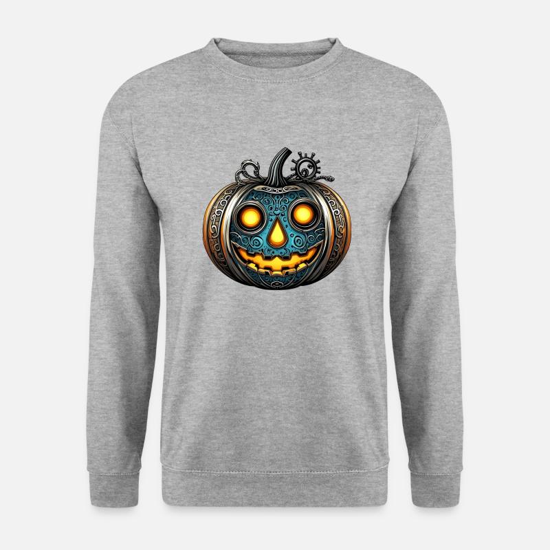 Steampunk Kürbis - Unisex Pullover - Weißgrau meliert