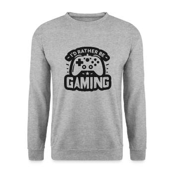 I’d Rather Be Gaming - Unisex Sweatshirt - salt & pepper - Front - Alina (178cm) & Michal (187cm)