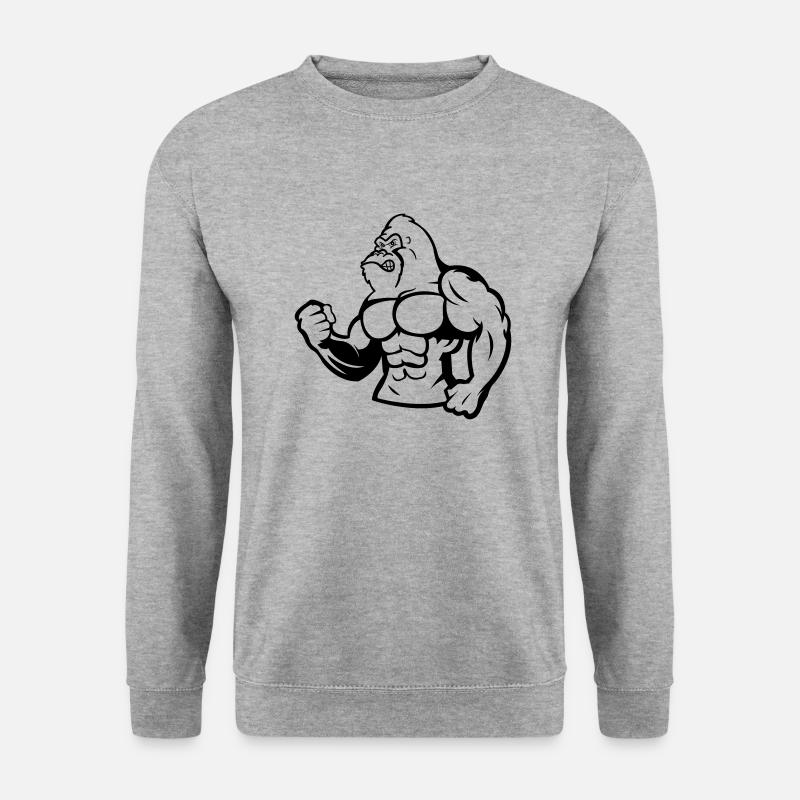 gorilla silverback 01 - Unisex Pullover - Weißgrau meliert