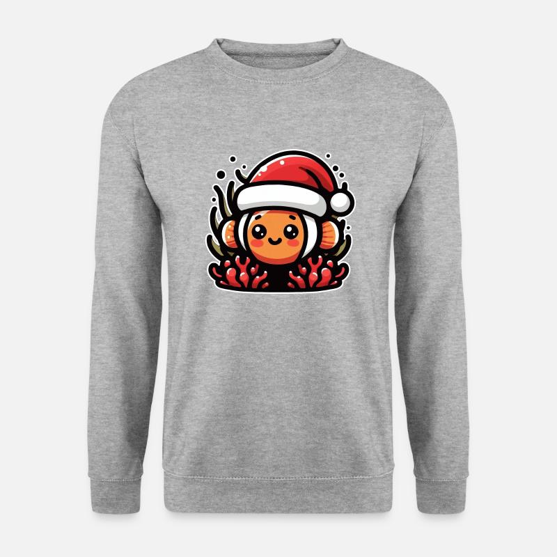 Anemonenfisch Clownfisch Weihnachten - Unisex Pullover - Weißgrau meliert