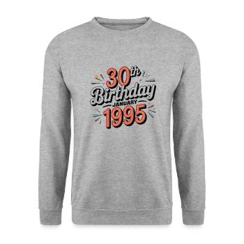Né(e) en Janvier 1995 - Édition Limitée 30 Ans - Sweat-shirt Unisexe - gris chiné - Devant - Alina (178cm) & Michal (187cm)
