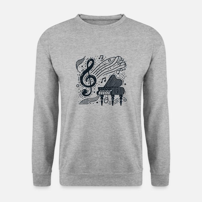 Abstrakte Klavier- und Musikschlüssel Illustration - Unisex Pullover - Weißgrau meliert