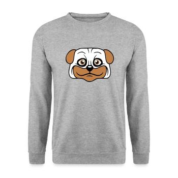 Dog Pug Small Cute Dick Love Happy Comic Fun - Unisex Sweatshirt - salt & pepper - Front - Alina (178cm) & Michal (187cm)