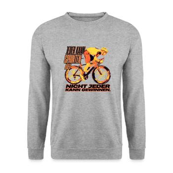 Jeder kann sprinten, aber kann jeder gewinnen? - Unisex Pullover - Weißgrau meliert - Vorne - Alina (178cm) & Michal (187cm)