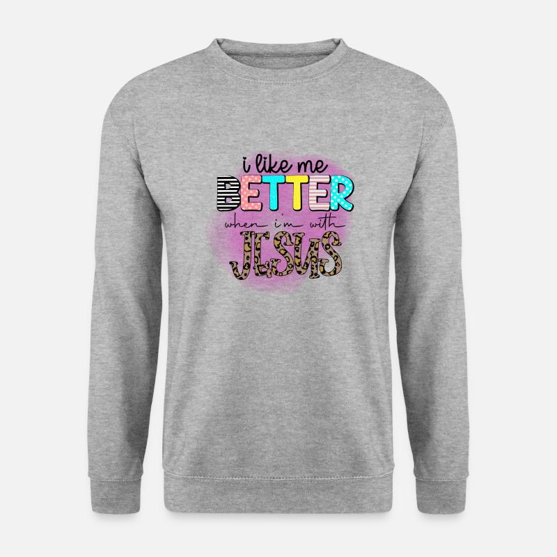 Besser mit Jesus - Unisex Pullover - Weißgrau meliert