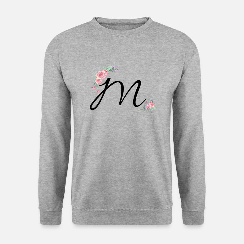 Buchstabe m Blumen - Unisex Pullover - Weißgrau meliert