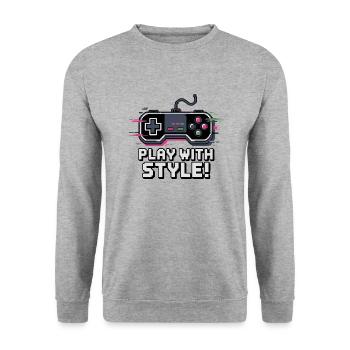VIDEOSPIEL-CONTROLLER - Unisex Pullover - Weißgrau meliert - Vorne - Alina (178cm) & Michal (187cm)
