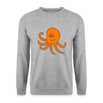 Süße Ozeantiere – Lustiger Cartoon-Oktopus - Unisex Pullover - Weißgrau meliert - Vorne - Alina (178cm) & Michal (187cm)