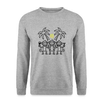 Singes de fête Palmiers de vacances - Sweat-shirt Unisexe - gris chiné - Devant - Alina (178cm) & Michal (187cm)