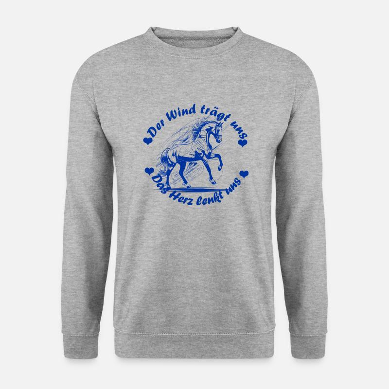 Pferd Herz blau - Unisex Pullover - Weißgrau meliert