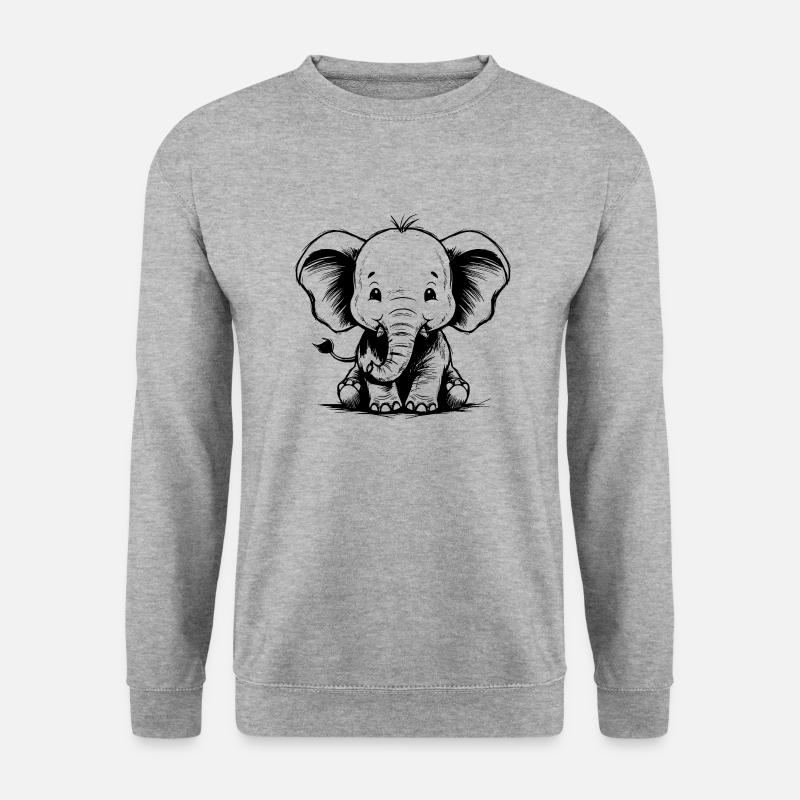 Niedlicher Elefant - Unisex Pullover - Weißgrau meliert