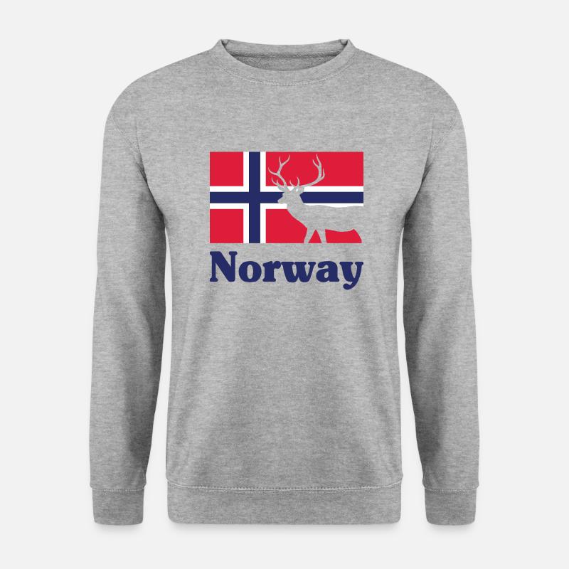 Norwegen Fahne Hirsch - Unisex Pullover - Weißgrau meliert