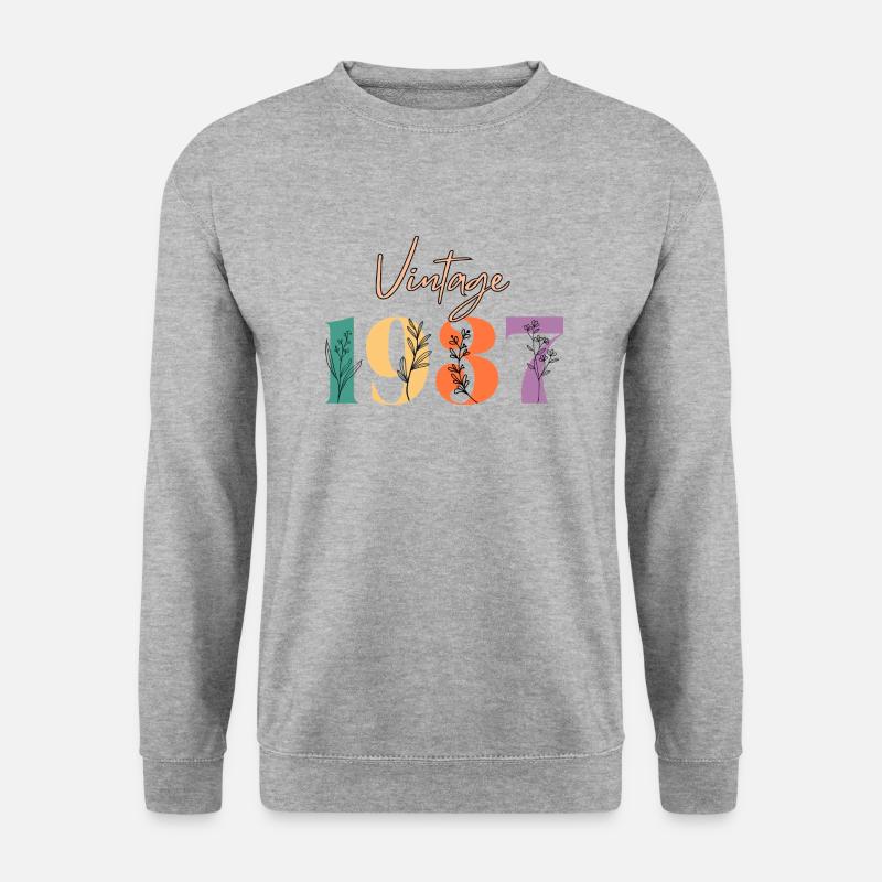 Jahrgang 1937 Blumen - Unisex Pullover - Weißgrau meliert