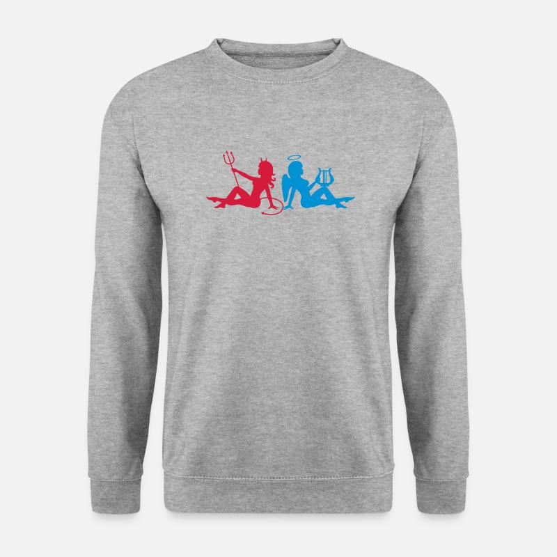 Engel, Teufel, - Unisex Pullover - Weißgrau meliert