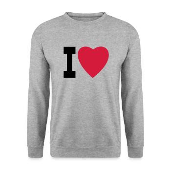i love j'aime ich liebe - Sweat-shirt Unisexe - gris chiné - Devant - Alina (178cm) & Michal (187cm)
