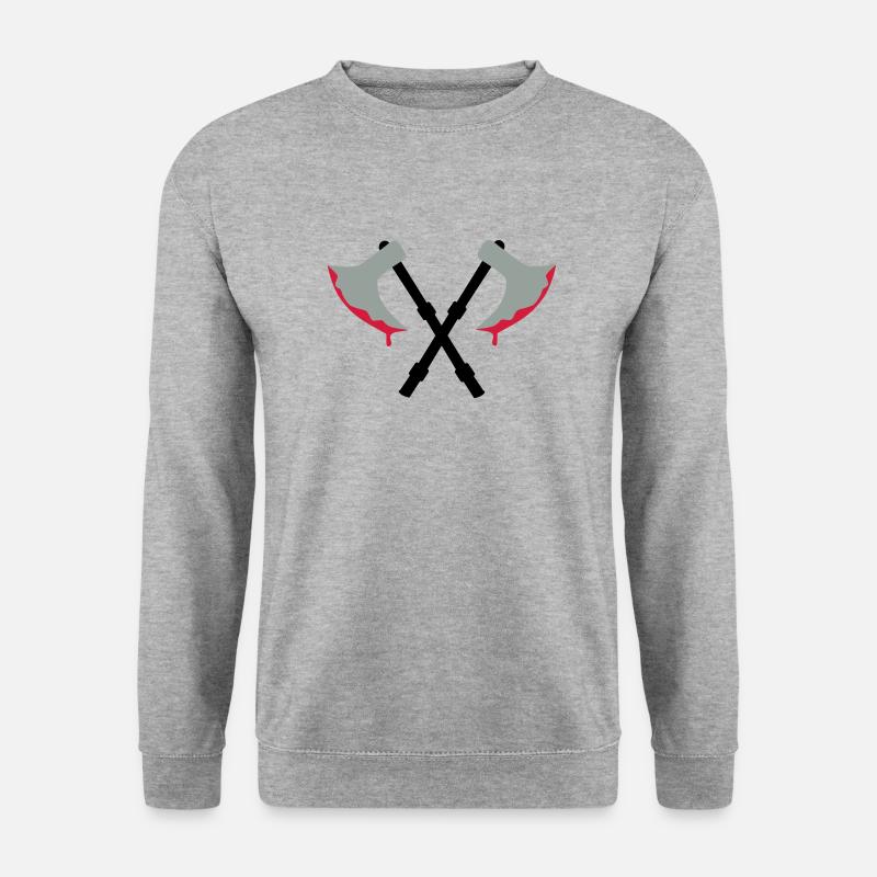 Axt - Blut - Unisex Pullover - Weißgrau meliert