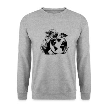 Schweinchen - Unisex Pullover - Weißgrau meliert - Vorne - Alina (178cm) & Michal (187cm)