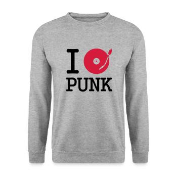 I dj / play / listen to punk - Unisex Sweatshirt - salt & pepper - Front - Alina (178cm) & Michal (187cm)