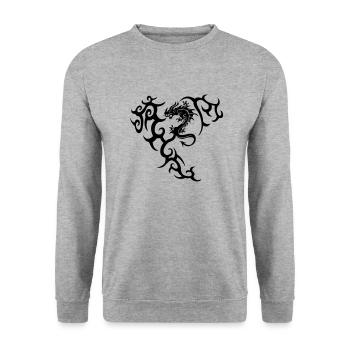 Dragon dragon tribal - Sweat-shirt Unisexe - gris chiné - Devant - Alina (178cm) & Michal (187cm)