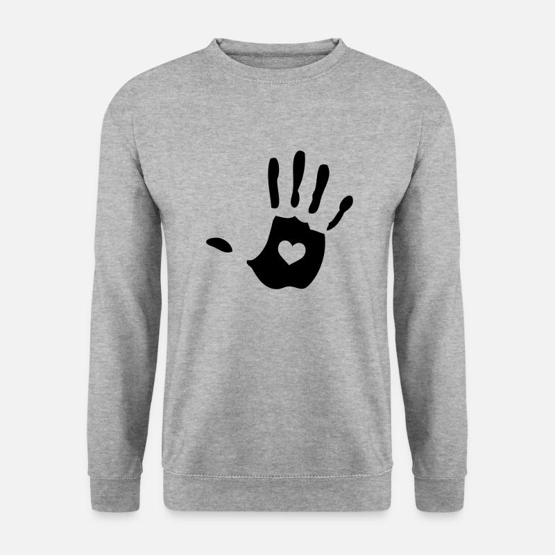 hand herz - Unisex Pullover - Weißgrau meliert