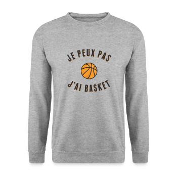 je peux pas j'ai basket - Sweat-shirt Unisexe - gris chiné - Devant - Alina (178cm) & Michal (187cm)