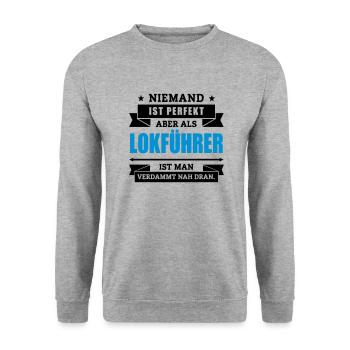 Funshirt Lokführer - Unisex Pullover - Weißgrau meliert - Vorne - Alina (178cm) & Michal (187cm)