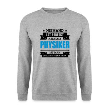 Funshirt Physiker - Unisex Pullover - Weißgrau meliert - Vorne - Alina (178cm) & Michal (187cm)