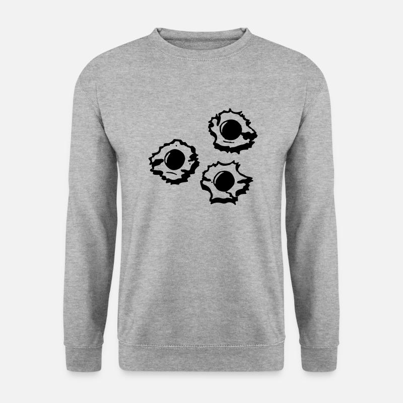 Schusslöcher - Unisex Pullover - Weißgrau meliert