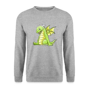 Drache - Unisex Pullover - Weißgrau meliert - Vorne - Alina (178cm) & Michal (187cm)