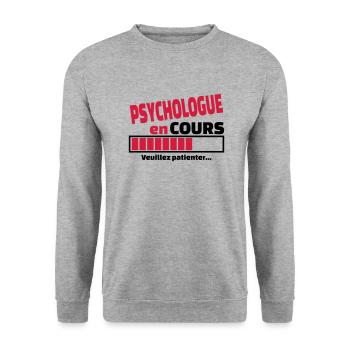 psychologue en cours - Sweat-shirt Unisexe - gris chiné - Devant - Alina (178cm) & Michal (187cm)