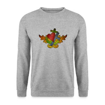Liebe Glaube Hoffnung / Antik - Unisex Pullover - Weißgrau meliert - Vorne - Alina (178cm) & Michal (187cm)