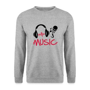 music_27 - Unisex Sweatshirt - salt & pepper - Front - Alina (178cm) & Michal (187cm)