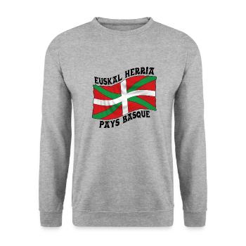Drapeau Basque Ikurriña - Sweat-shirt Unisexe - gris chiné - Devant - Alina (178cm) & Michal (187cm)