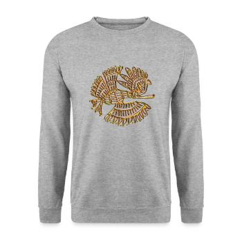 INDIAN EAGLE - Unisex Pullover - Weißgrau meliert - Vorne - Alina (178cm) & Michal (187cm)