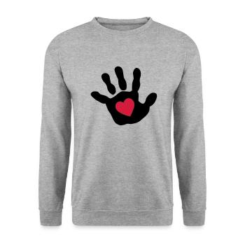 Bébé main - cœur - Sweat-shirt Unisexe - gris chiné - Devant - Alina (178cm) & Michal (187cm)