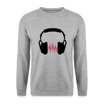 headphones - Unisex Sweatshirt - salt & pepper - Front - Alina (178cm) & Michal (187cm)