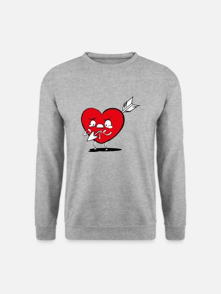Valentinstag Liebe Herz mit Pfeil Witzig - Unisex Pullover - Weißgrau meliert