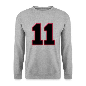 number11 - Unisex Pullover - Weißgrau meliert - Vorne - Alina (178cm) & Michal (187cm)