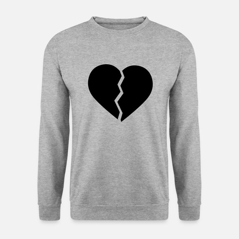 Broken Heart - Unisex Pullover - Weißgrau meliert