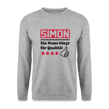 simon - Unisex Pullover - Weißgrau meliert - Vorne - Alina (178cm) & Michal (187cm)