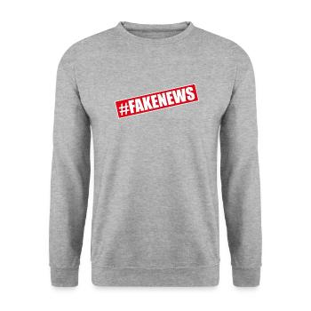 Hashtag Fake News Donald  - Unisex Sweatshirt - salt & pepper - Front - Alina (178cm) & Michal (187cm)