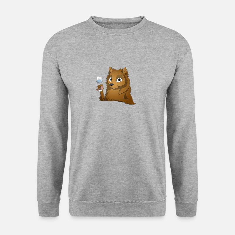 Trinkender oder treibender Spitz - Unisex Pullover - Weißgrau meliert