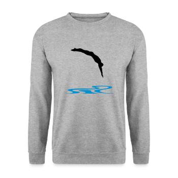 Schwimmer, Schwimmen - Unisex Pullover - Weißgrau meliert - Vorne - Alina (178cm) & Michal (187cm)