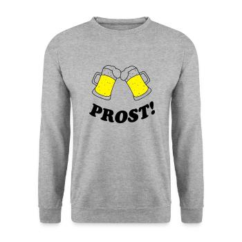 bier_prost - Unisex Pullover - Weißgrau meliert - Vorne - Alina (178cm) & Michal (187cm)