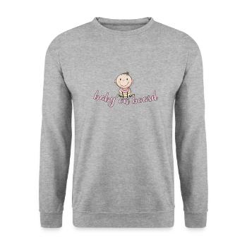 idée de cadeau naissance bébé enfant né naissance - Sweat-shirt Unisexe - gris chiné - Devant - Alina (178cm) & Michal (187cm)