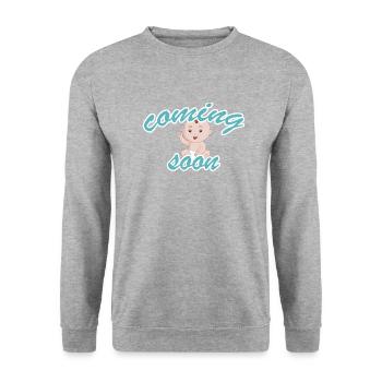 idée de cadeau naissance bébé enfant né naissance - Sweat-shirt Unisexe - gris chiné - Devant - Alina (178cm) & Michal (187cm)